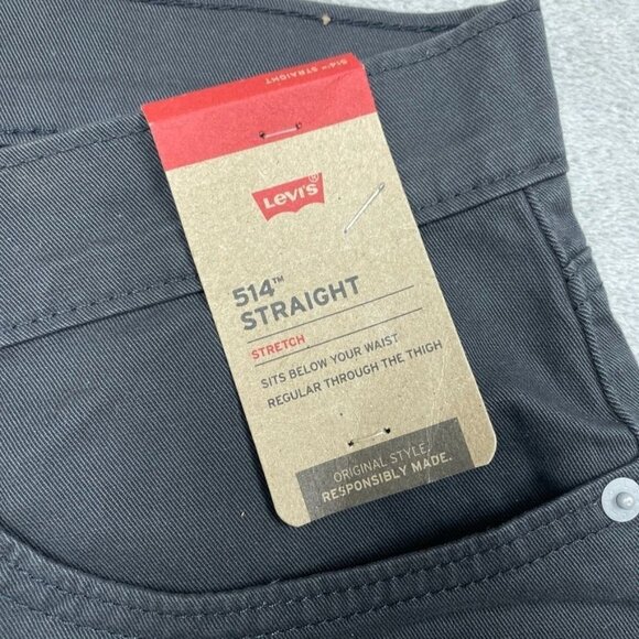 Levis 514 Mens Straight Stretch Jeans W36 L30 Charcoal a0993 - Picture 2 of 7
